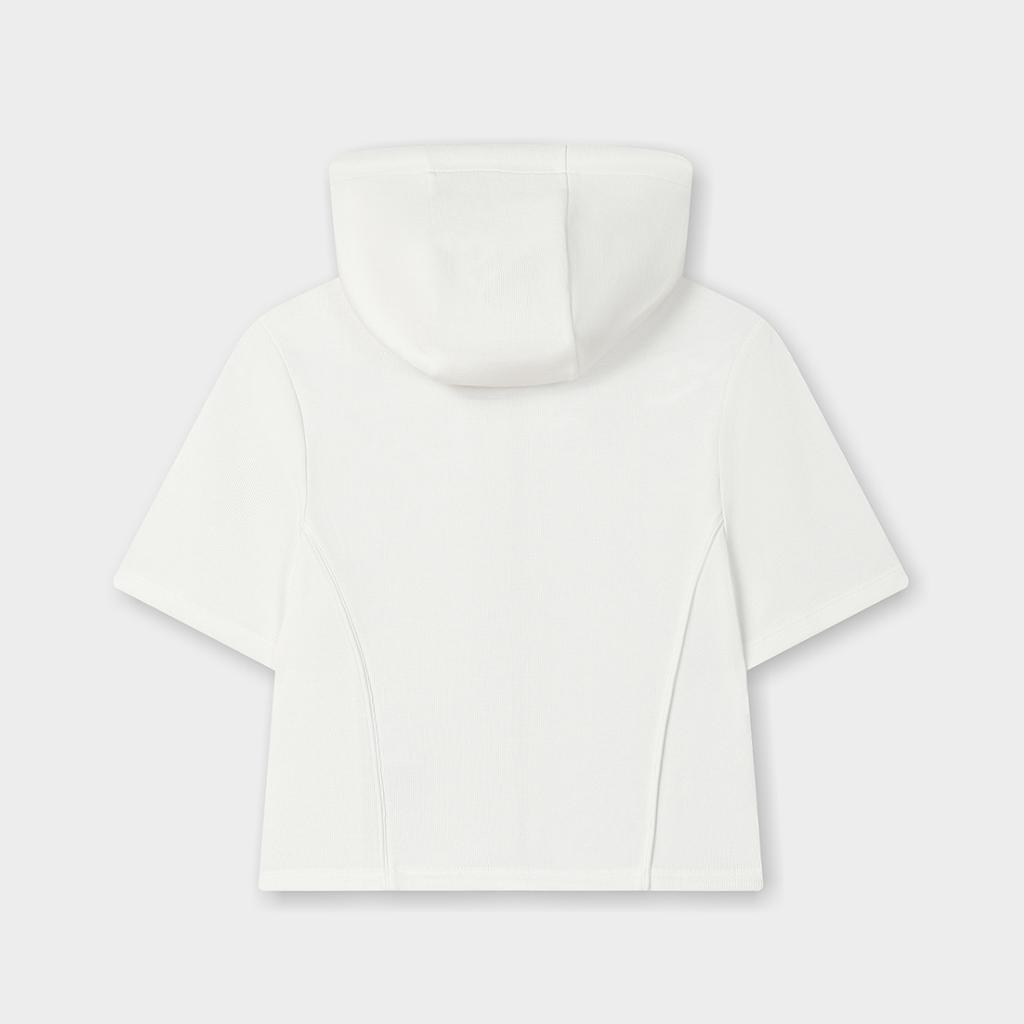 FILA Original Fashion Casual Short Sleeve Knitted Slim Jacket Women jackets Cloud-Mushroom-White F11W529501F-WT