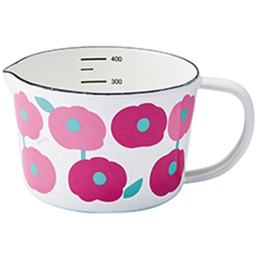 Toyohoro plune Enamel Measuring Cup, Fluffy Flower Pink, Small, MC-607