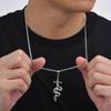 Punk Sword Necklace for Men Boys,Cross Snake Pendant Necklace with 60CM Cuban Chain,Gothic Jewelry Gift