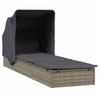VidaXL Sonnenliege mit Faltdach Grau 213x63x97 cm Poly Rattan