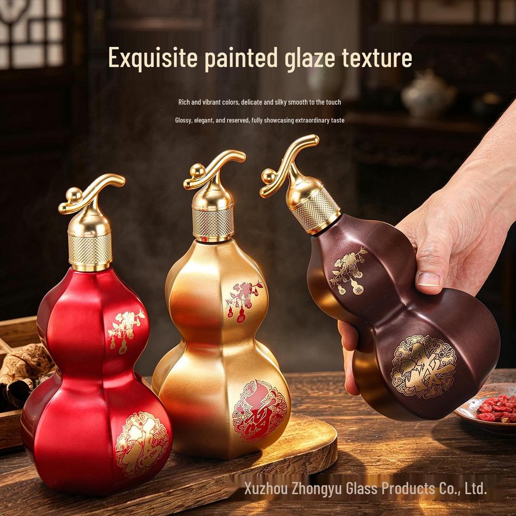 New Half Jin Gourd Glass Wine Bottle Set - Perfect for Home-Brewed Fruit or Health Wines