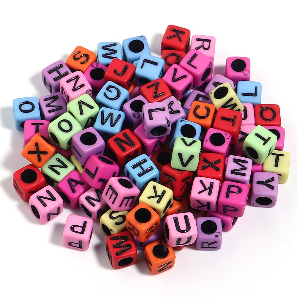 Wholesale 100Pcs 6/7/10mm Acrylic Alphabet Beads Square Shape Letters Beads For Jewelry Making DIY Crafts Bracelet Earrings