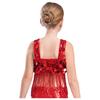 Girls Dance Crop Top with Wide Shoulder Straps and Shiny Sequin Tassels for Jazz Party Performance
