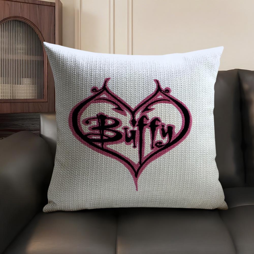 B-Buffy Vampire Slayer Cushion Cover Natural Linen Organic Fabric Double-Sided Printing Sofa Home Decor Gift Pillow Case