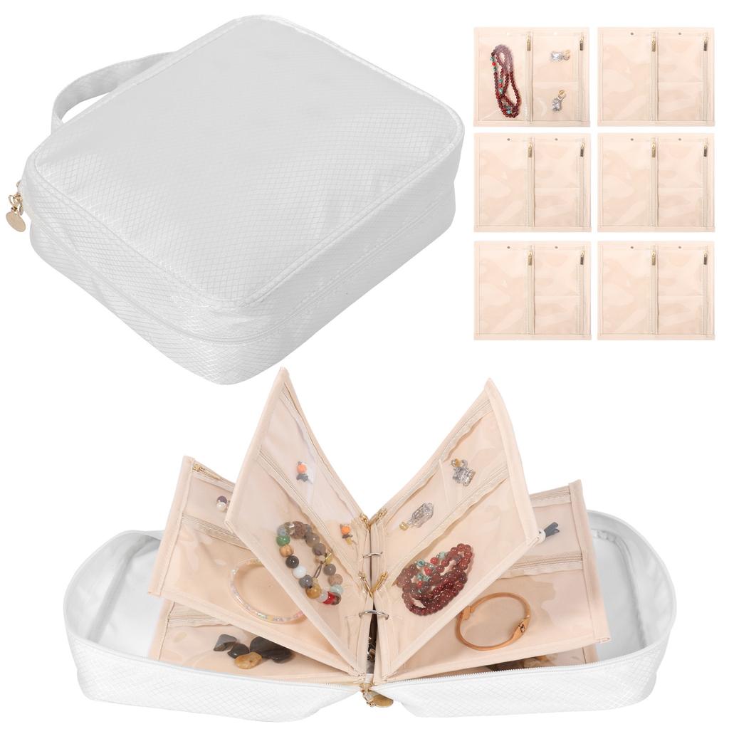 Travel Jewelry Organizer Case Jewelry Bag Jewellery Storage Book Binder with Zipper Velvet Pouch for Traveling Earring