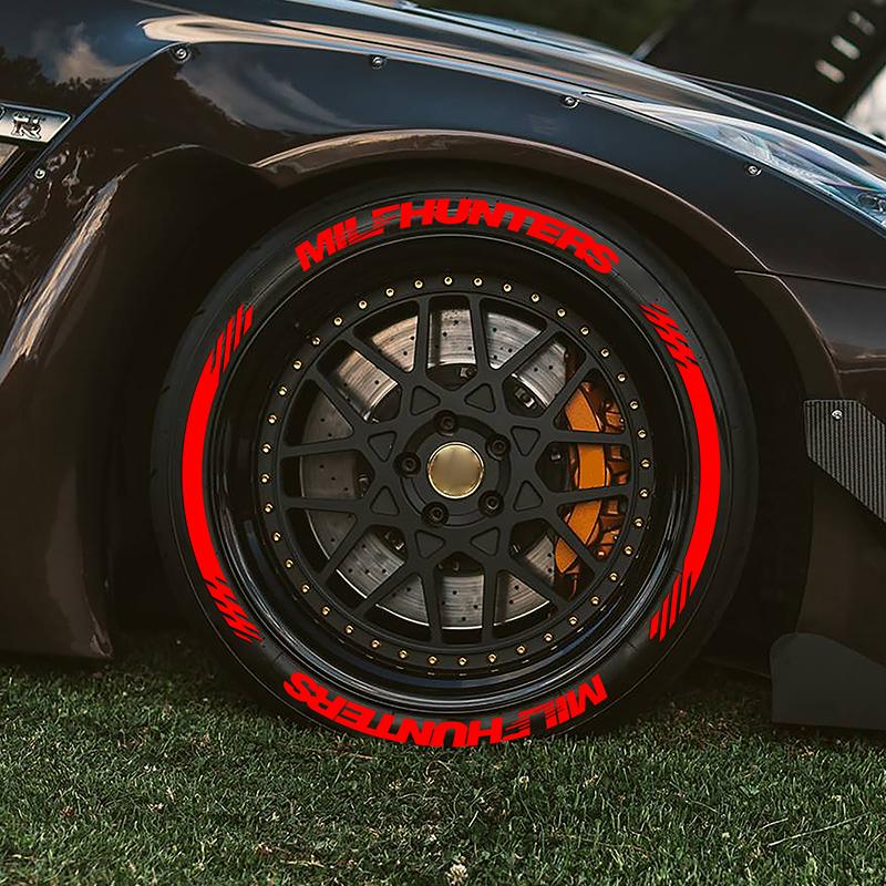 MILFHUNTERS 3D Tire Letter Decals PVC Waterproof Funny Racing Wheel Stickers Car Accessories