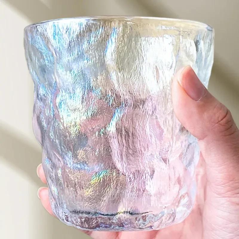 300ml/380ml Colorful Glass Glacier Cup Simple Household Light Luxury Tree Pattern Beer Cup  Drinkware Drinking Bottle