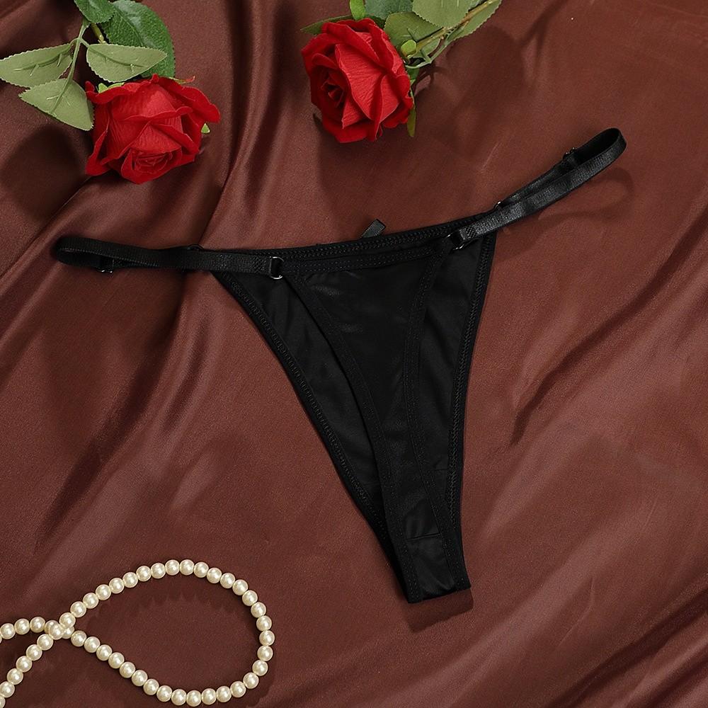 Low Waist Sheer Satin Bow Thong G Strings Romantic T Panties T-Back Brocade Briefs Women  Home