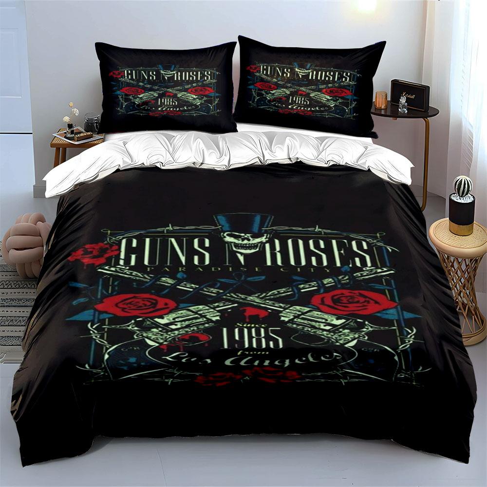 Skull, roses, guns, text. Bedding sets Duvet cover sets Duvet covers Pillowcases(1*Duvet Cover 2*Pillowcases without duvet insert)