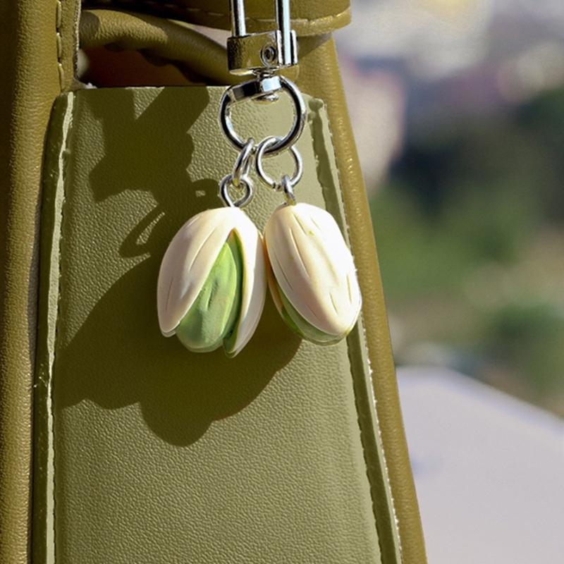 Cute Pistachios Keychain Charm Trendy Pistachios Nut Keychain Versatile Keyrings Charm for Backpacks and Purses