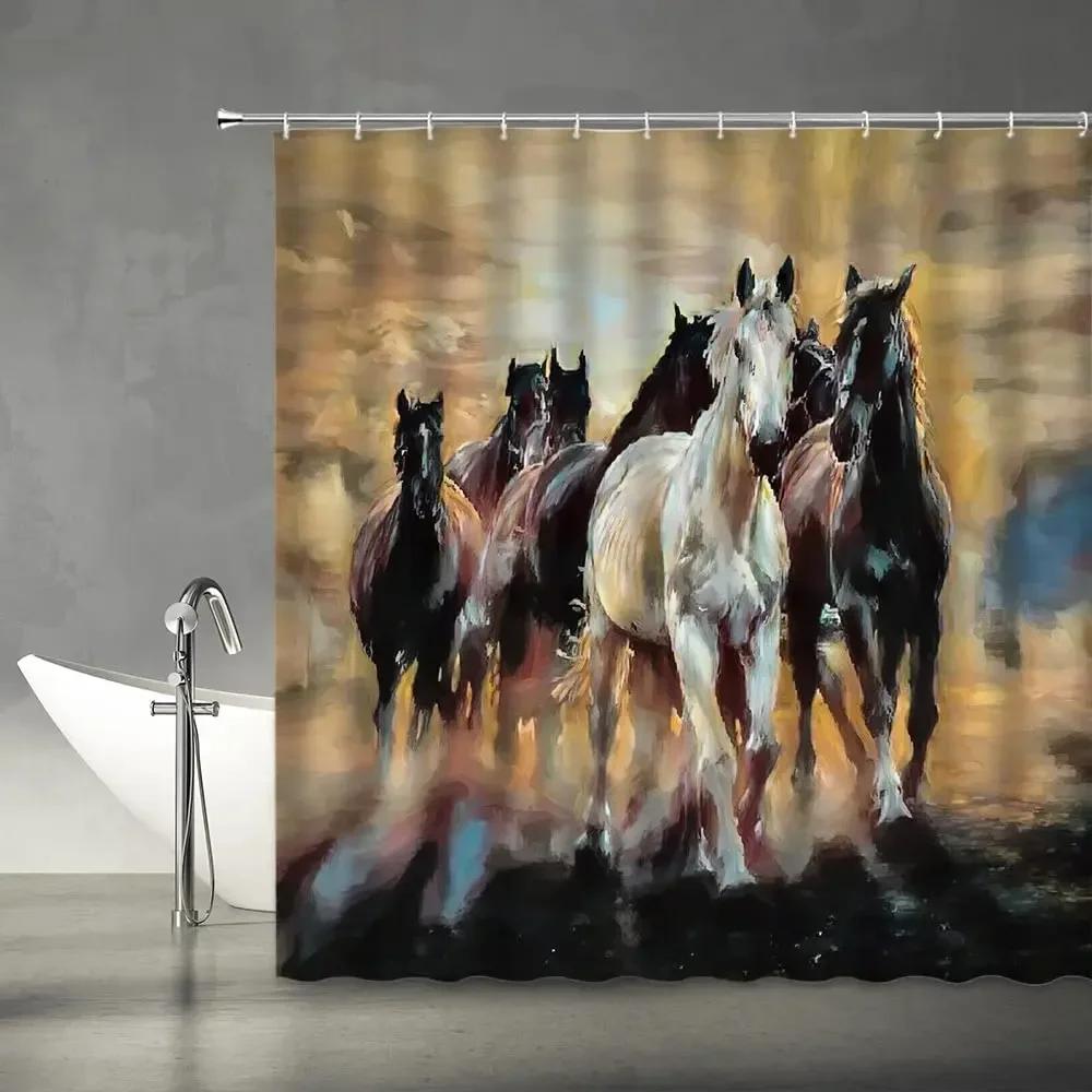Multi-design Bathroom Curtain With Hooks Easy Install Waterproof Washable For Home Hotel Bathtub Decor