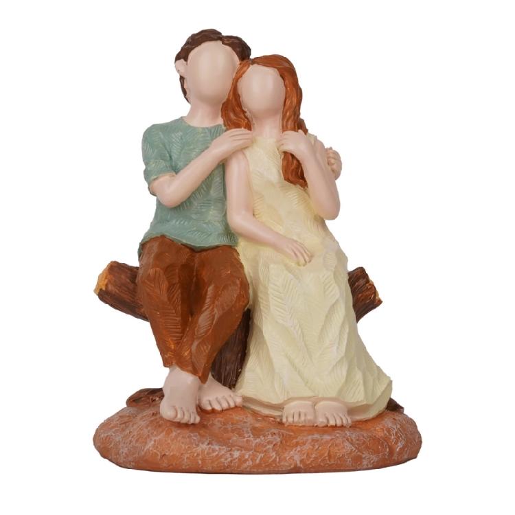 Family Figurine Statue Romantics Loving Couple Sculpture Sculpted Handpainted Figure Gift for Anniversary Birthday