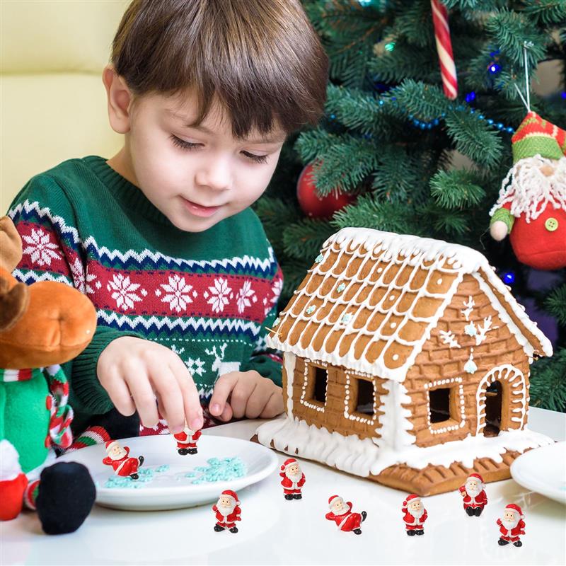 12pcs Mini Lovely Santa Claus Statue Ornament SantaClaus Figurine Christmas Garden Landscape Santa Claus Decor Xmas supply