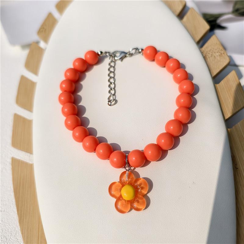 Macaron color matching pet necklace cat dog necklace Hyunya flower pendant small dog kitten collar neck jewelry