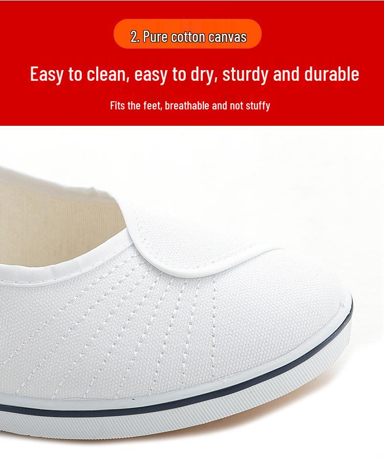 Women's Wedge Heel Nursing Shoes - Old Beijing Cloth Beautician Work Shoes with Inner Heightening and Tendon Sole