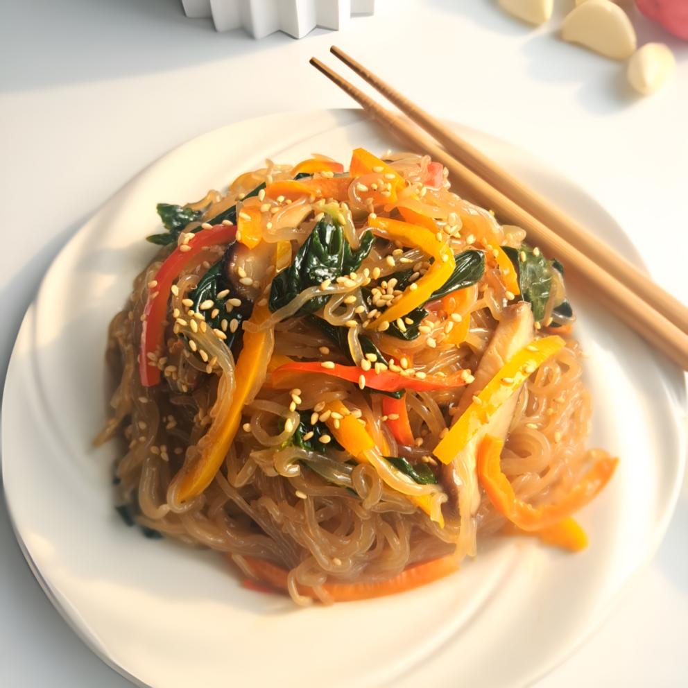 PpePpe Konjac Pronto para Comer Konjac Fermentado Noodles Japchae, 39kcal, 200g, Pacote com 8