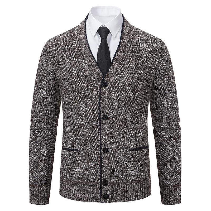 Повседневный кардиган с V-образным вырезом и длинными рукавами мужской флисовый универсальный вязаный жакет для папы 4XL 3980₽