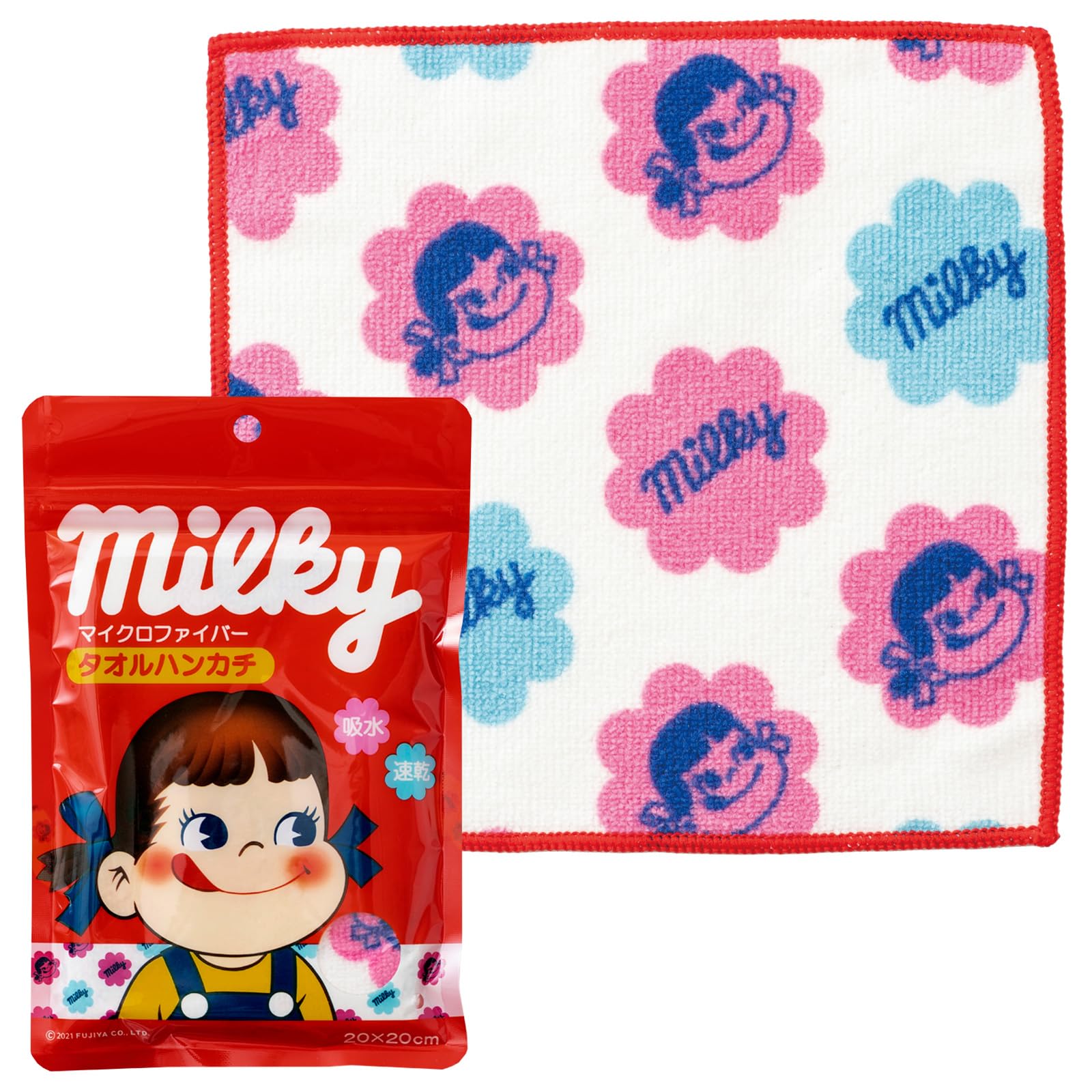 Stylem Fujiya Milky Towel Handkerchief Microfiber Handkerchief Individually White Perfect for Small and Baby Showers PK1030 Takisada-Osaka Peko-chan - белый