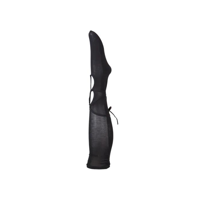 Tie hole knee socks (black)