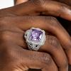 Victorian French Purple Stone Filigree Ring: Luxury Wide Hip Hop Style