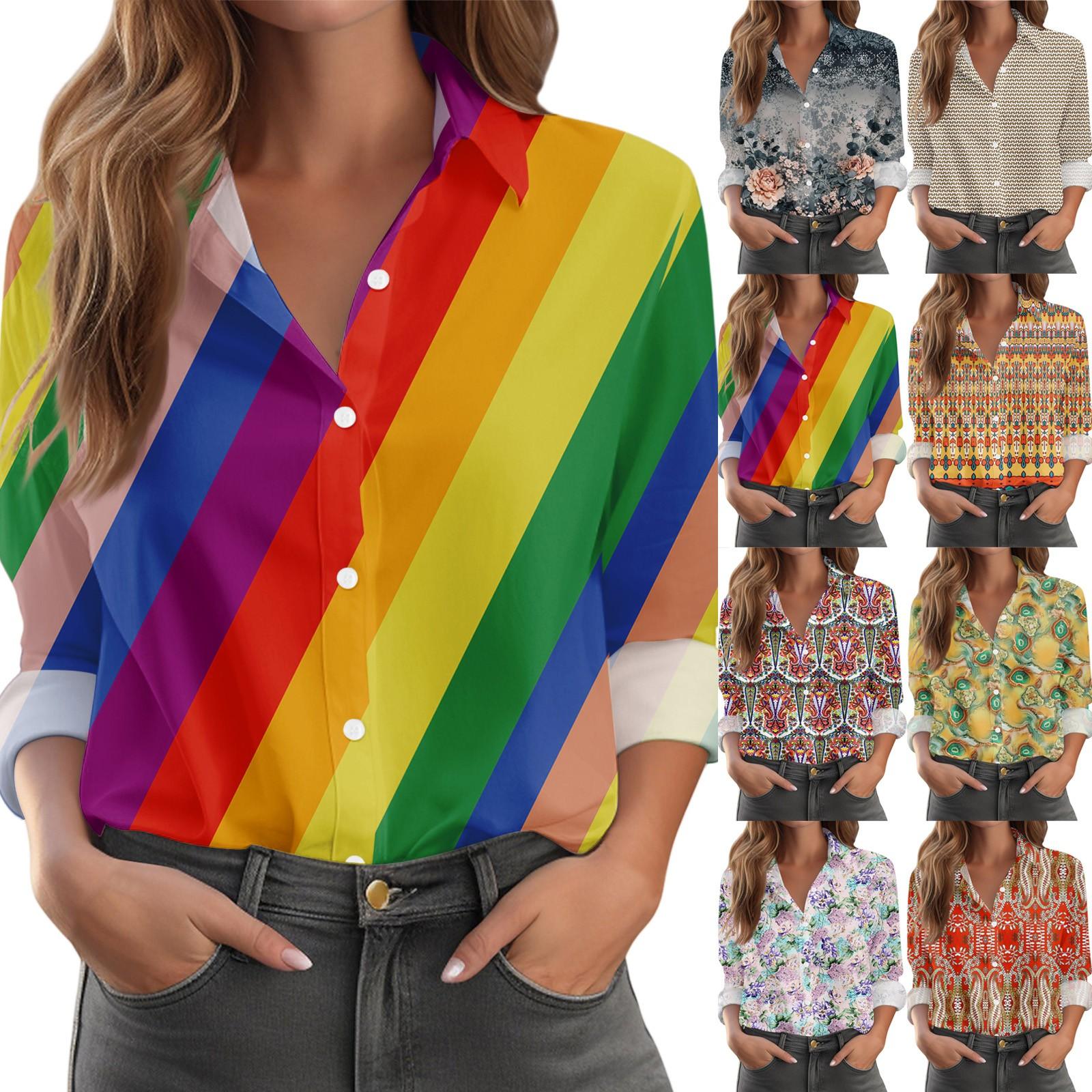 

Women s Shirt With Floral Print Buttons, Long Sleeved Casual Regular Shirt Blouses Casual Plus Size Basic Tops XL жовтий