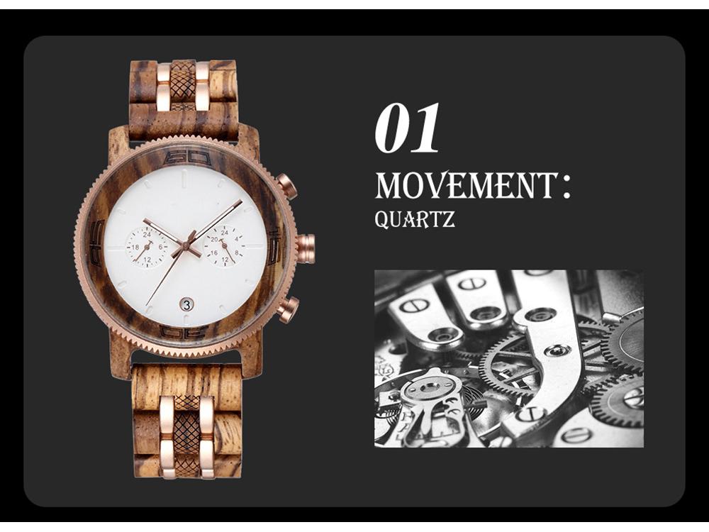 Stylové retro pánské quartzové vodotěsné dřevěné náramkové hodinky s designem oceli a dřeva
