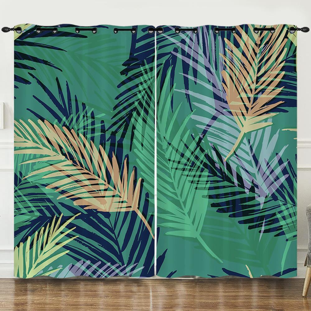 Curtains Tropical Rainforest Living Room Bedroom Curtains Digital Printing Blackout Curtains No Punching