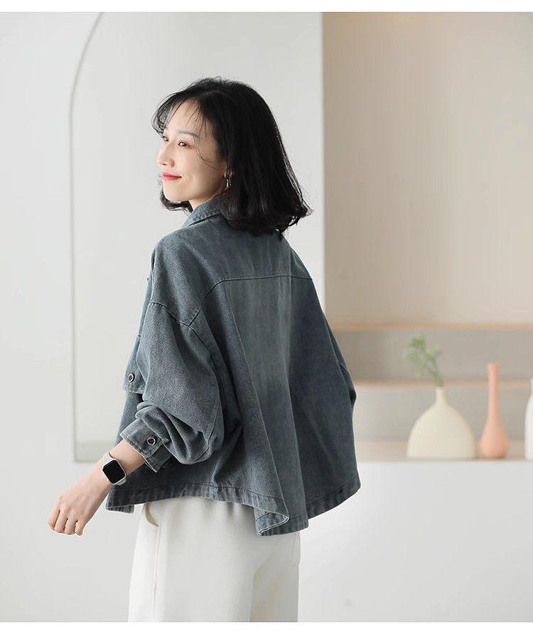 Plus Size Denim Jacket for Women: Casual Loose-Fit Slimming Retro Long Sleeve Top