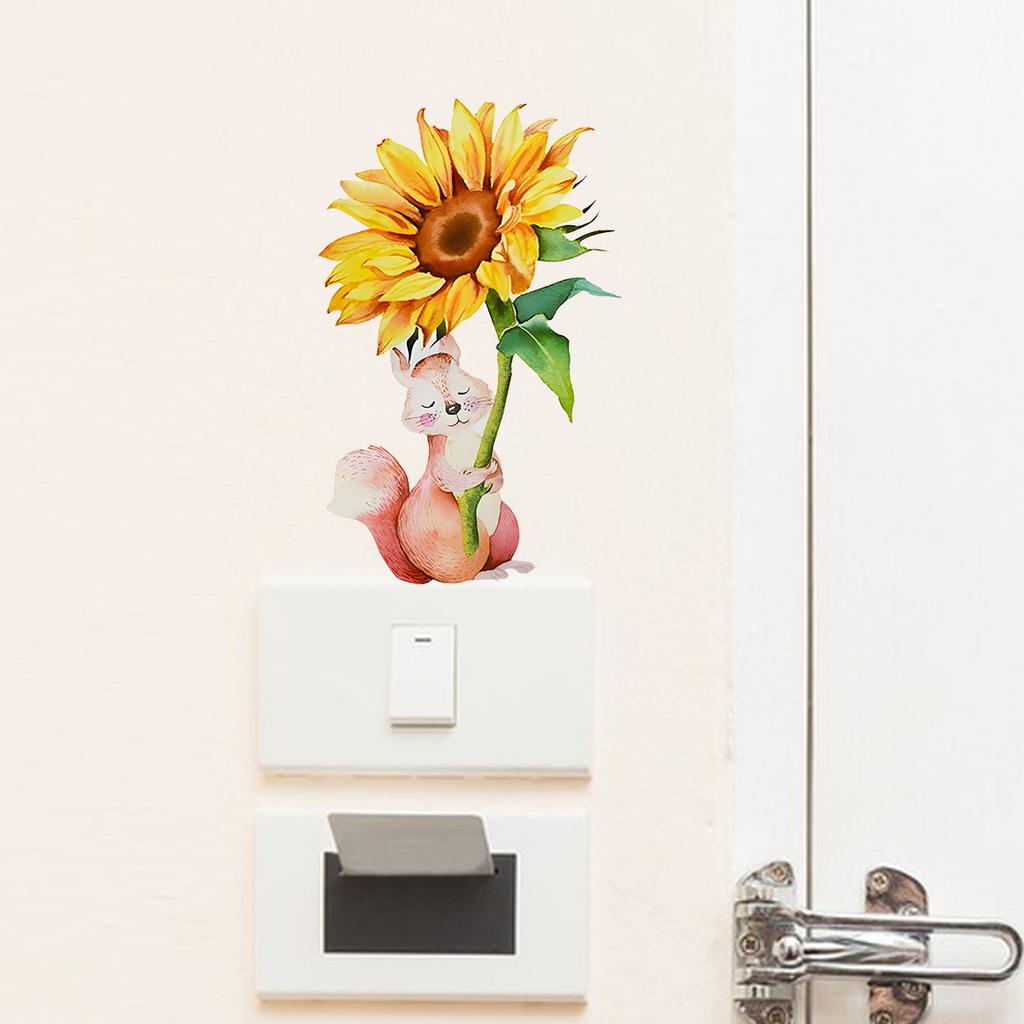 Cute Squirrel Switch Stickers for Living Room & Entryway, Self-Adhesive Animal Wall Decals Home Decor