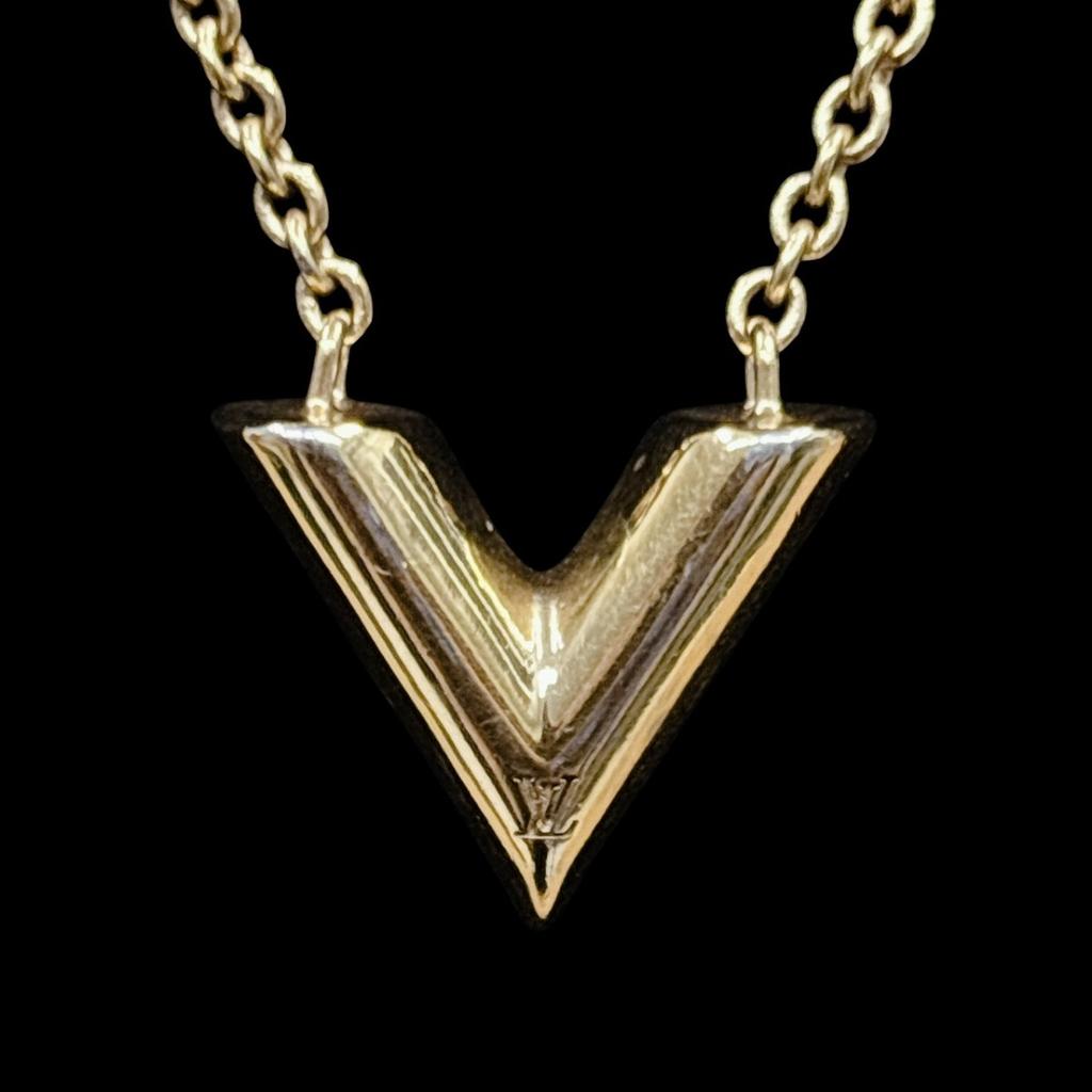 LOUIS VUITTON Perle Necklace Collier Essential V Gold Plated gold Women M00857 Used