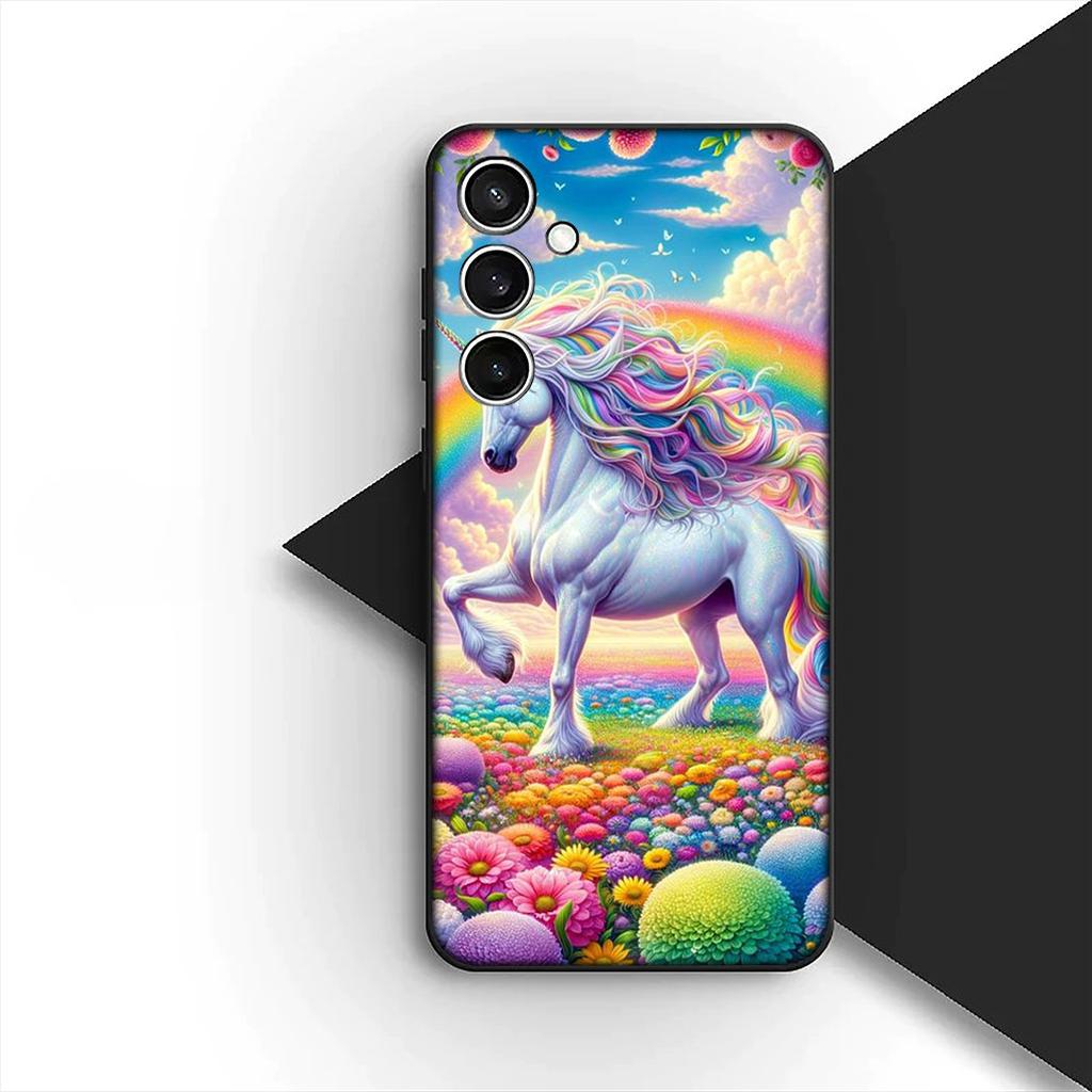 Cover for Samsung Galaxy S24 S25 S23 FE Ultra Plus S7 Edge S25+ S23+ A56 5G Casing Silicone Phone Case Unicorn Horse Wallpaper