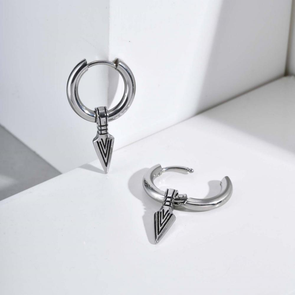 Stainless Steel Waterproof Earrings New Personalized Design Triangle Spearhead Pendant Earrings Trend Hip Hop Rock Party Jewelry