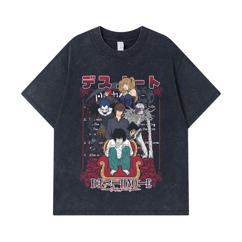 275 GSM Washed T-shirts 100% Cotton Death Note V1 Print Unisex Heavy Cotton T Shirt