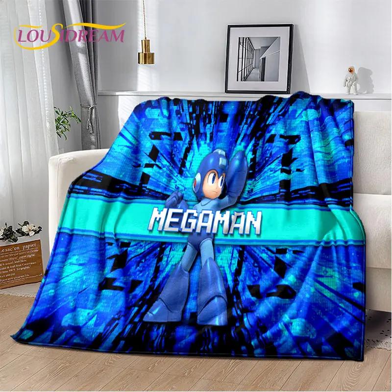 Rockman Megaman Game Cartoon Soft Plush Blanket,Flannel Blanket Throw Blanket for Living Room Bedroom Bed Sofa Picnic Cover Kids