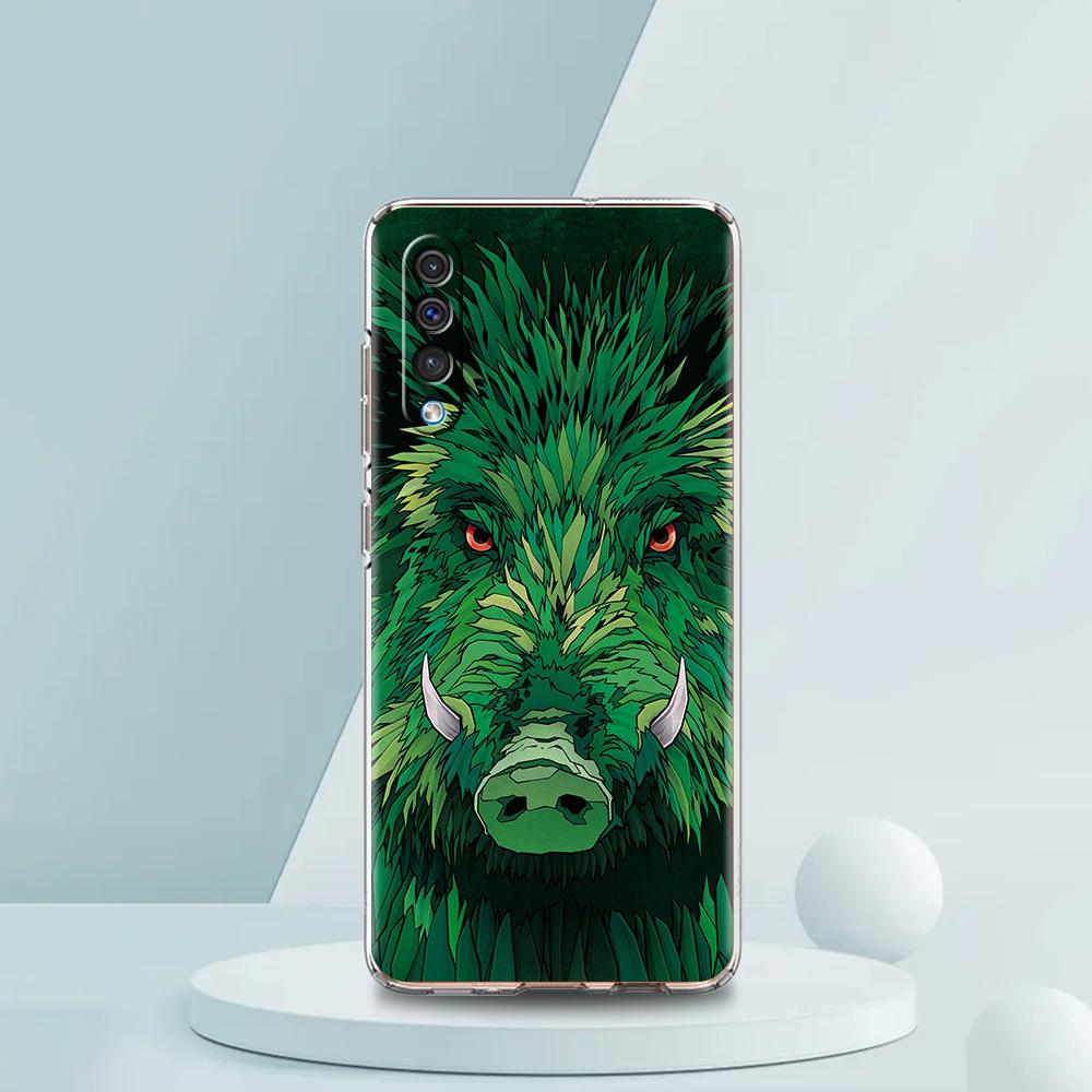 Transparent Phone Case for Samsung Galaxy A16 A14 A12 A22 A24 A42 A02 A03S A06 A20 A30 A40 Soft TPU Cover Wild Boar Pattern Bags