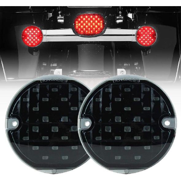 ZYTC 3 1/4" LED Turn Signals Flat PC Lens Style Rear 1156 Red LED Turn Signal Kit For Harley (Not Need Extra Lens)