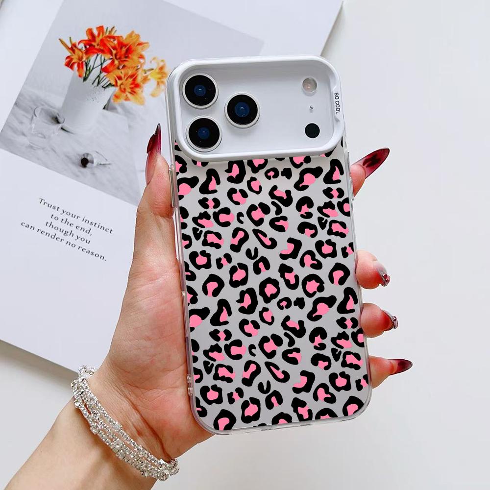 

INS Чехол для телефона с леопардовым принтом для iPhone 17 16 15 14 13 12 11 Pro Max Air Матовый Лазерный Аврора Ударопрочный Funda iPhone 12