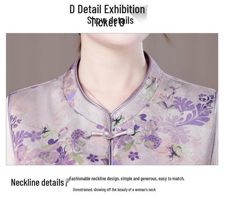 2026 New Traditional Chinese Style Spring Vest for Women - Loose Fit Cardigan for Mid-Aged & Elderly