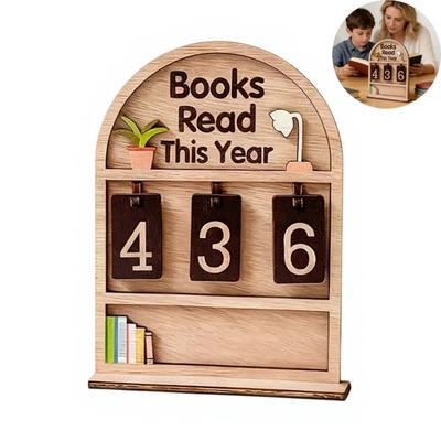 Buch Lesezähler Dieses Jahr Verfolgen bis zu 999 Bücher Holz Jahresleseziel Herausforderung Tracker mit Nummernzeichen Bücherregal Dekoration Buchliebhaber Geschenk