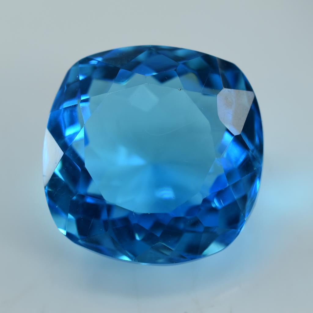 23.30 Ct Lab-Created Cushion Ocean Blue Aquamarine Loose Gemstone A++