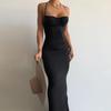 Women Hot Summer Holiday Sleeveless Long Dresses Gown Elegant Sexy Backless Draped Maxi Dress