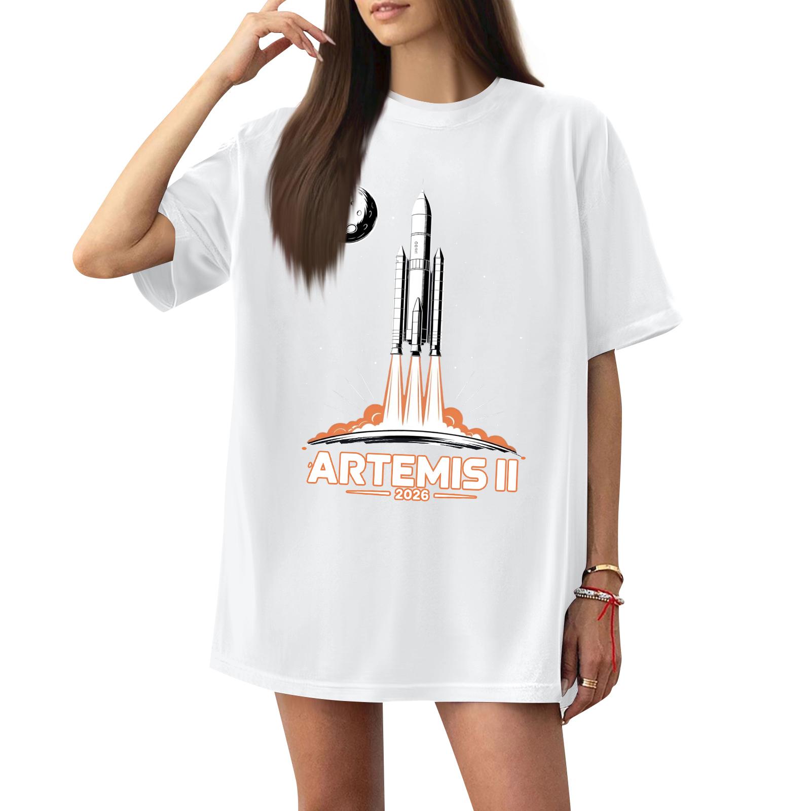 

Women s Casual Printed T-Shirt Round Neck Pullover Short Sleeve Top XL білий