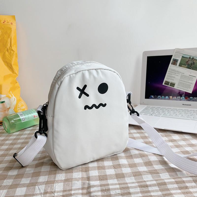 

Винтажная сумка на плечо под мышкой, забавная сумка кроссбоди с дьяволом и привидением, дизайнерские нейлоновые кошельки и сумочки на молнии для женщин MIT XO белый