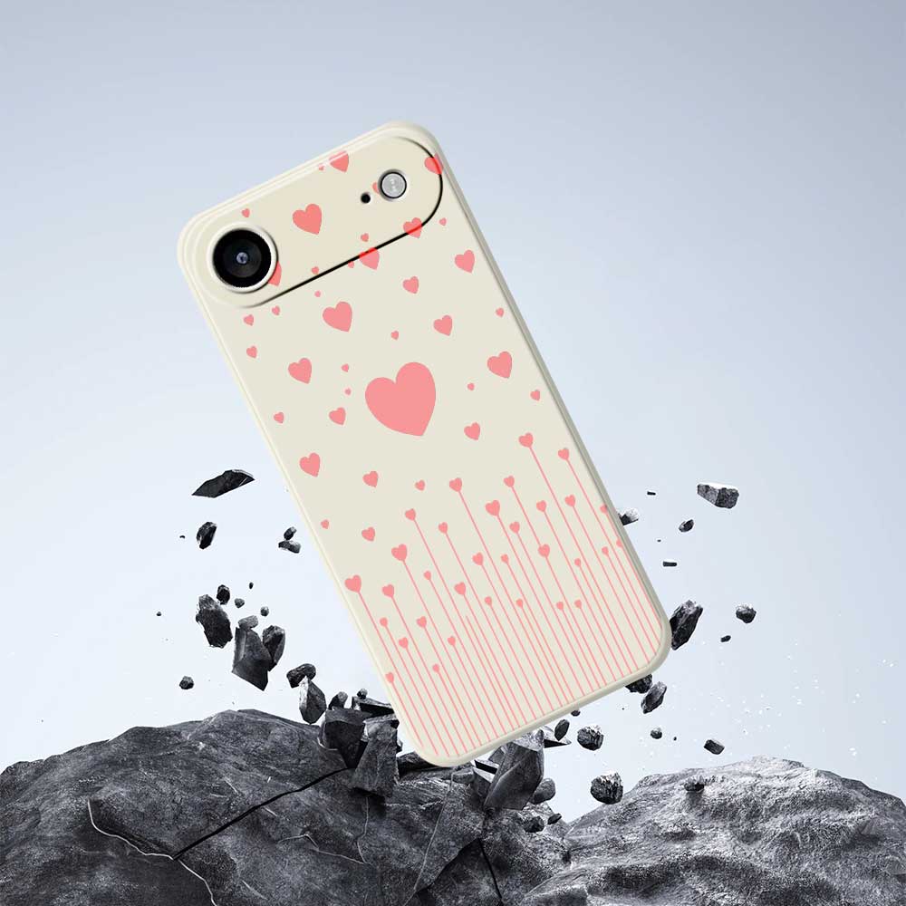 For iPhone 17 Air Case Pink Love Pattern Printing Straight Edge TPU Phone Back Cover