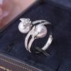 European and American Women's Fashion Design Butterfly Pearl Open Ring