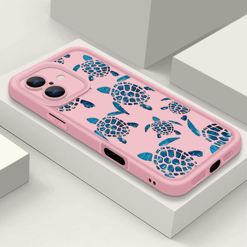 Sea Turtle Pattern Matte TPU Cover Shell For iPhone 16E 16 Pro 15 Pro Max 14 13 12 11 Soft Shockproof Lens Protection Phone Case