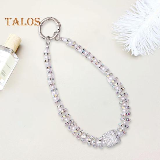 Cinturino da polso per cellulare con perline finte, ciondolo antifurto per telefono, cinturino per telefono con strass e mani libere alla moda