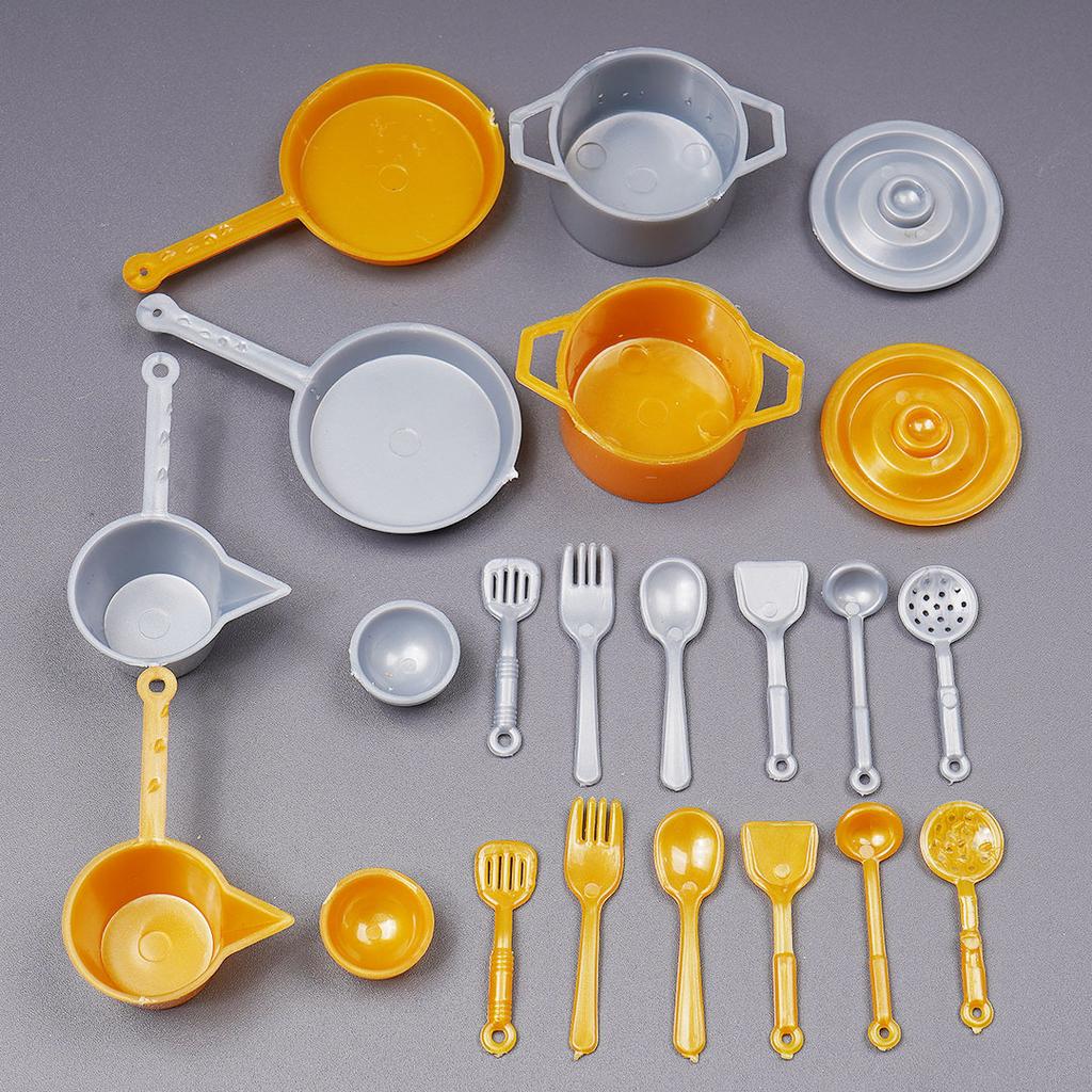 Miniature Edible Play Kitchen Accessories, Mini Plastic Pot, Bowl, Ladle, Cup Models, Dollhouse DIY Decorative Simulated Kitchenware
