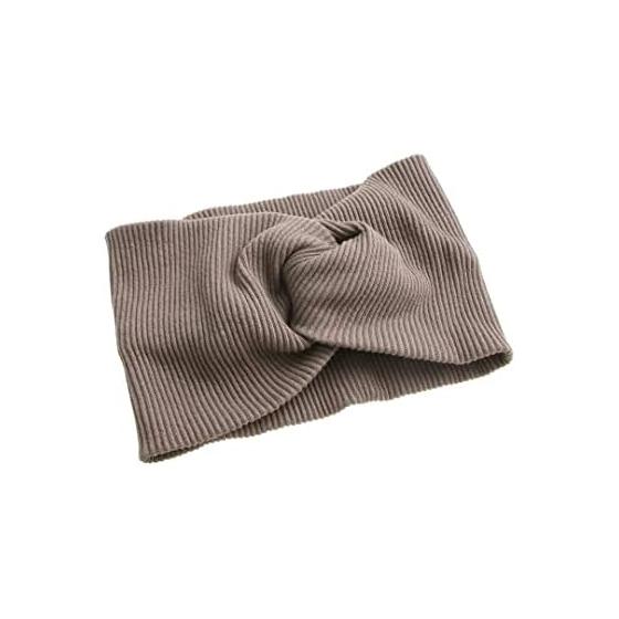 Ventaine Rib Turban Hair Band Wide Cross Hair Band Casual Simple Volume Hair Accessory HB-99-MOC- Mocha