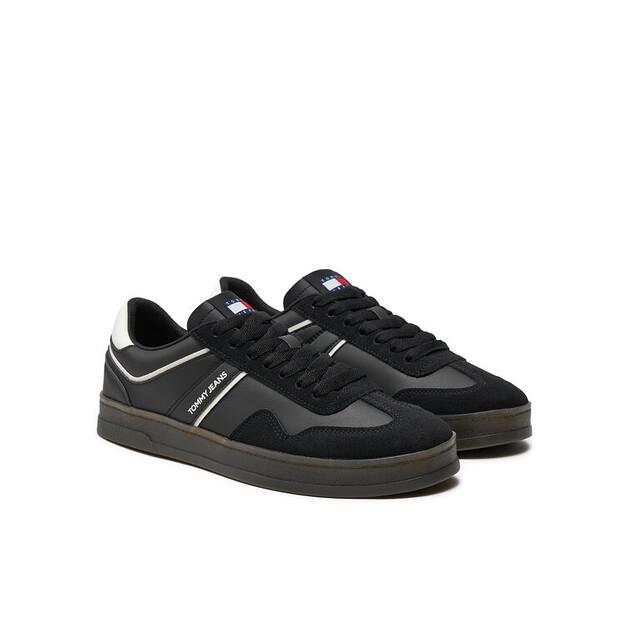 Мужские кроссовки Tommy Jeans Кожа retro cupsole em0em01414 чёрные
